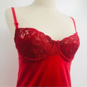 Victorias Secret Red Lingerie Y2K Underwire 34C Balconet Slip 1999 Vintage